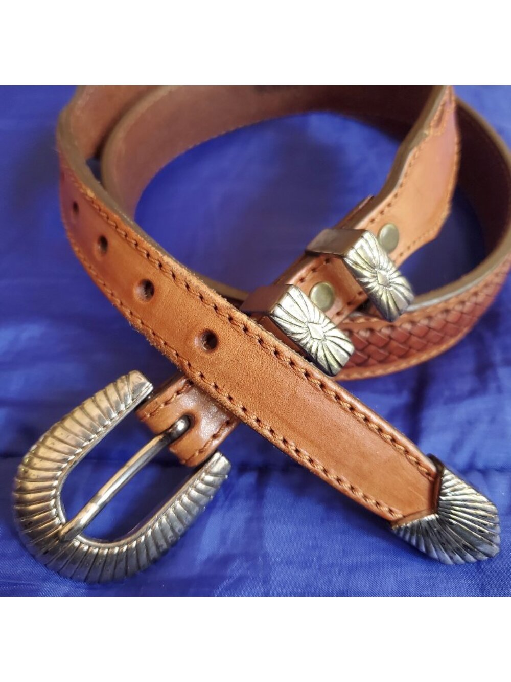 Vtg Leegin  Unisex Leather Belt Sz36 Western Range Rustic Southwestern Cowboy